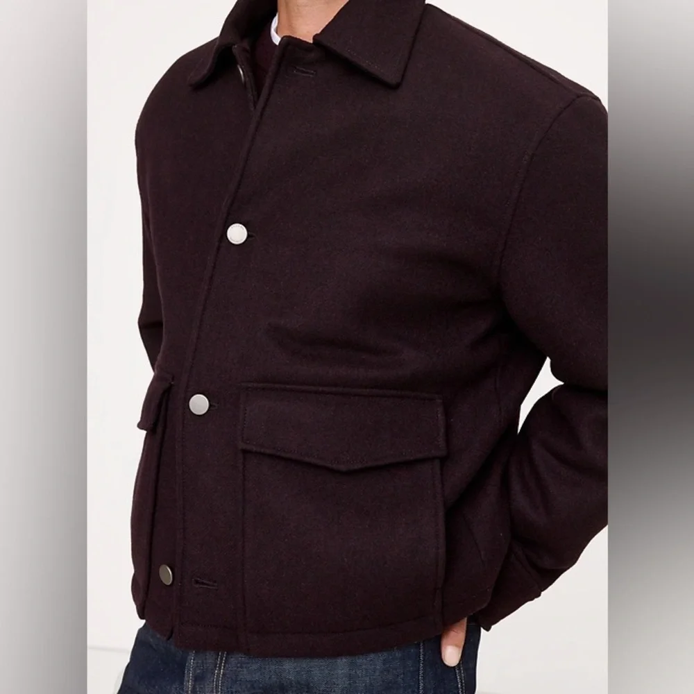 NWT! BANANA REPUBLIC MEN’S NAVY DOUBLE-FACED WOOL-BLEND UTILITY JACKET 🎺791185